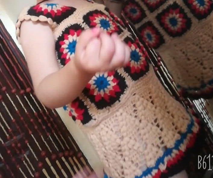 Handmade Crochet Dress Set for kids, 2 Years baby frock set